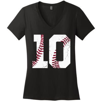 2013 10th Birthday Baseball Kids Ten 10 Tenth Gift Women's V-Neck T-Shirt