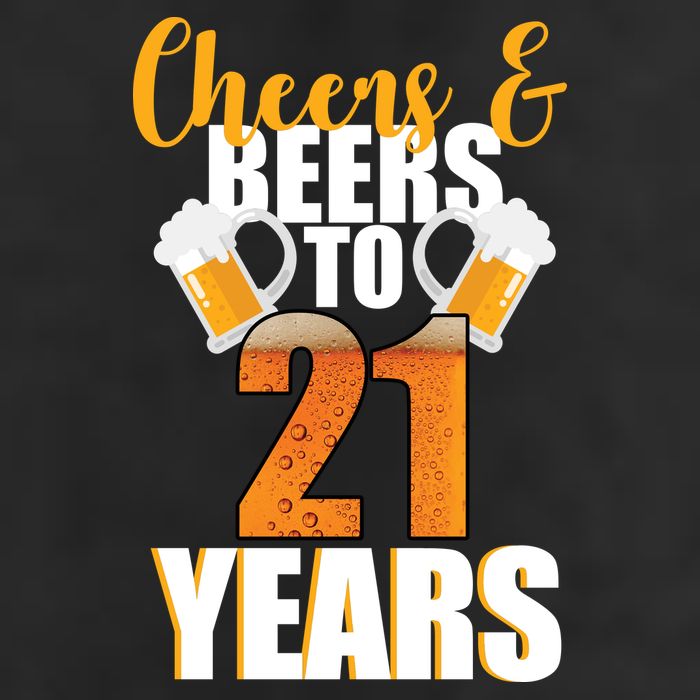 21st Birthday Cheers & Beers To 21 Years 7 Panel Mesh Trucker Snapback Hat
