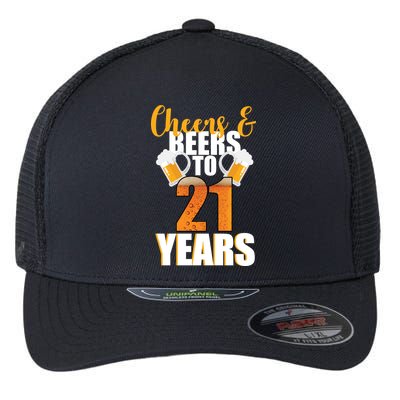 21st Birthday Cheers & Beers To 21 Years Flexfit Unipanel Trucker Cap