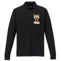 21st Birthday Cheers & Beers To 21 Years Performance Long Sleeve Polo