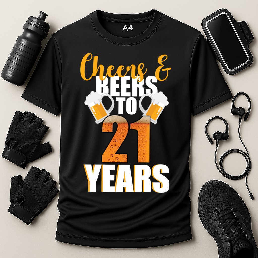 21st Birthday Cheers & Beers To 21 Years Cooling Performance Crew T-Shirt