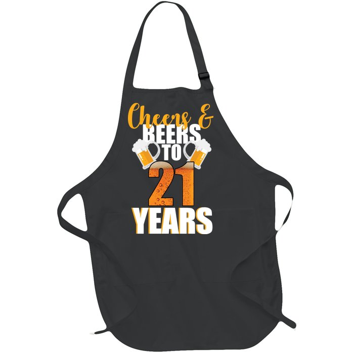 21st Birthday Cheers & Beers To 21 Years Full-Length Apron With Pockets