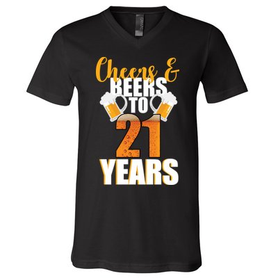 21st Birthday Cheers & Beers To 21 Years V-Neck T-Shirt