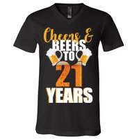 21st Birthday Cheers & Beers To 21 Years V-Neck T-Shirt