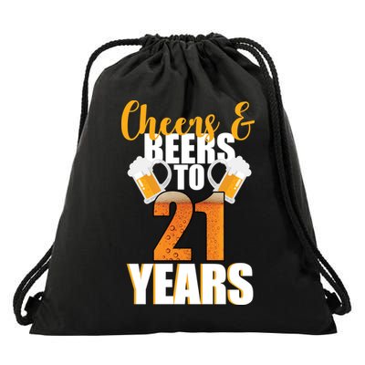 21st Birthday Cheers & Beers To 21 Years Drawstring Bag