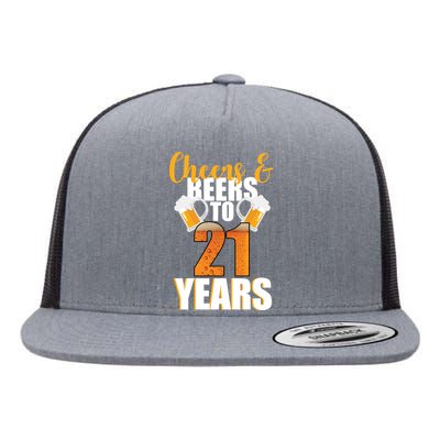 21st Birthday Cheers & Beers To 21 Years Flat Bill Trucker Hat