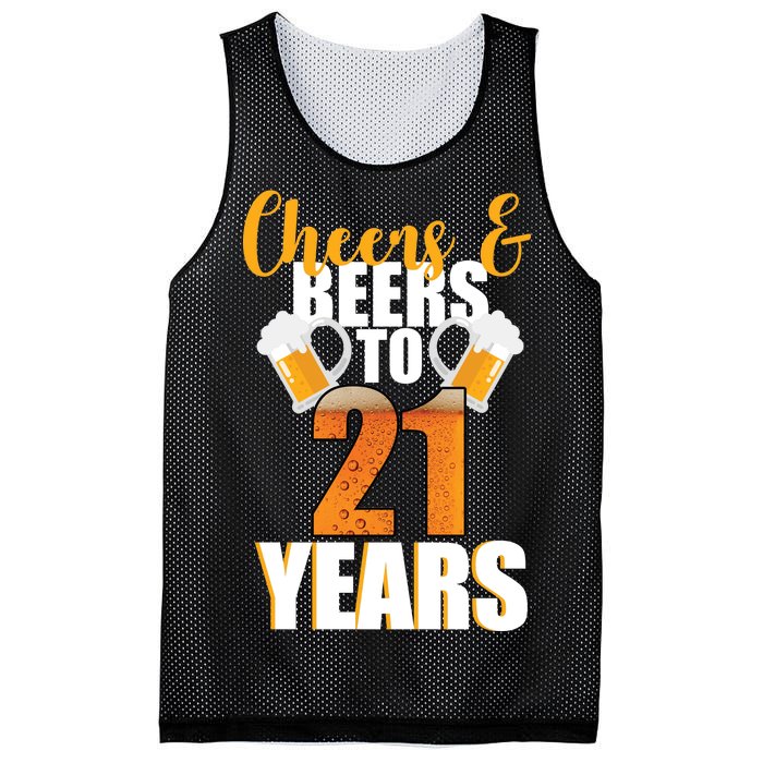 21st Birthday Cheers & Beers To 21 Years Mesh Reversible Basketball Jersey Tank