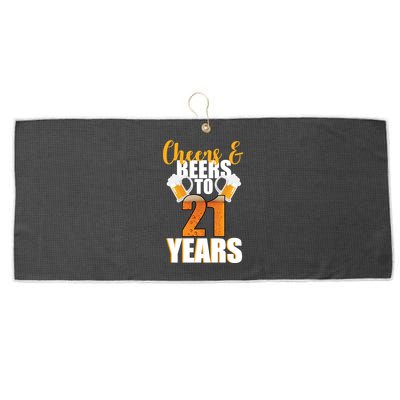 21st Birthday Cheers & Beers To 21 Years Large Microfiber Waffle Golf Towel