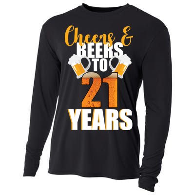 21st Birthday Cheers & Beers To 21 Years Cooling Performance Long Sleeve Crew