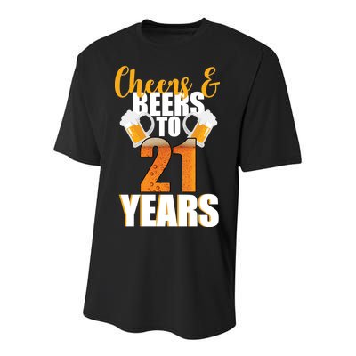 21st Birthday Cheers & Beers To 21 Years Youth Performance Sprint T-Shirt