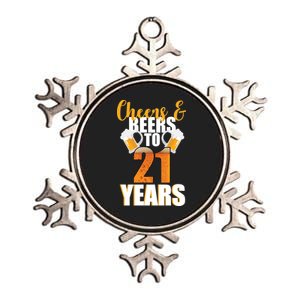 21st Birthday Cheers & Beers To 21 Years Metallic Star Ornament