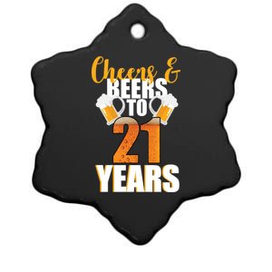 21st Birthday Cheers & Beers To 21 Years Ceramic Star Ornament