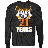 21st Birthday Cheers & Beers To 21 Years Tie-Dye Long Sleeve Shirt