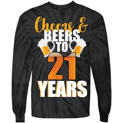 21st Birthday Cheers & Beers To 21 Years Tie-Dye Long Sleeve Shirt