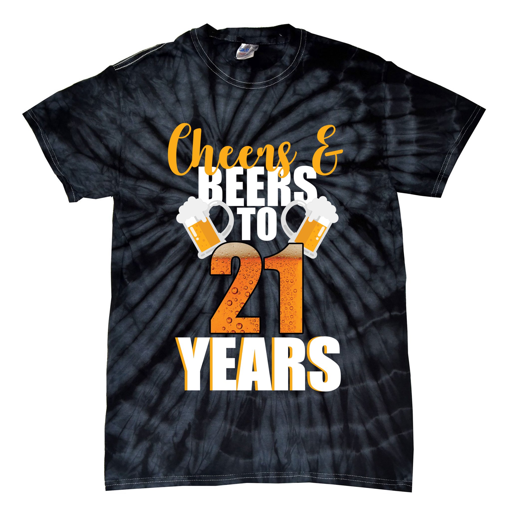 21st Birthday Cheers & Beers To 21 Years Tie-Dye T-Shirt
