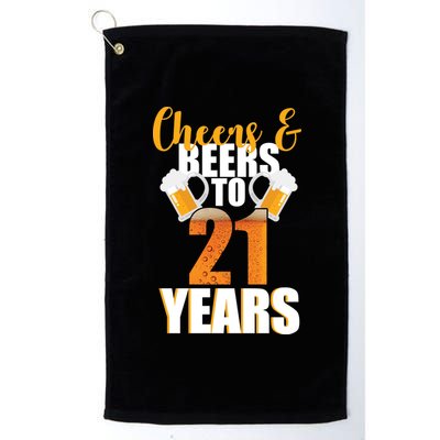 21st Birthday Cheers & Beers To 21 Years Platinum Collection Golf Towel