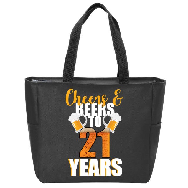 21st Birthday Cheers & Beers To 21 Years Zip Tote Bag
