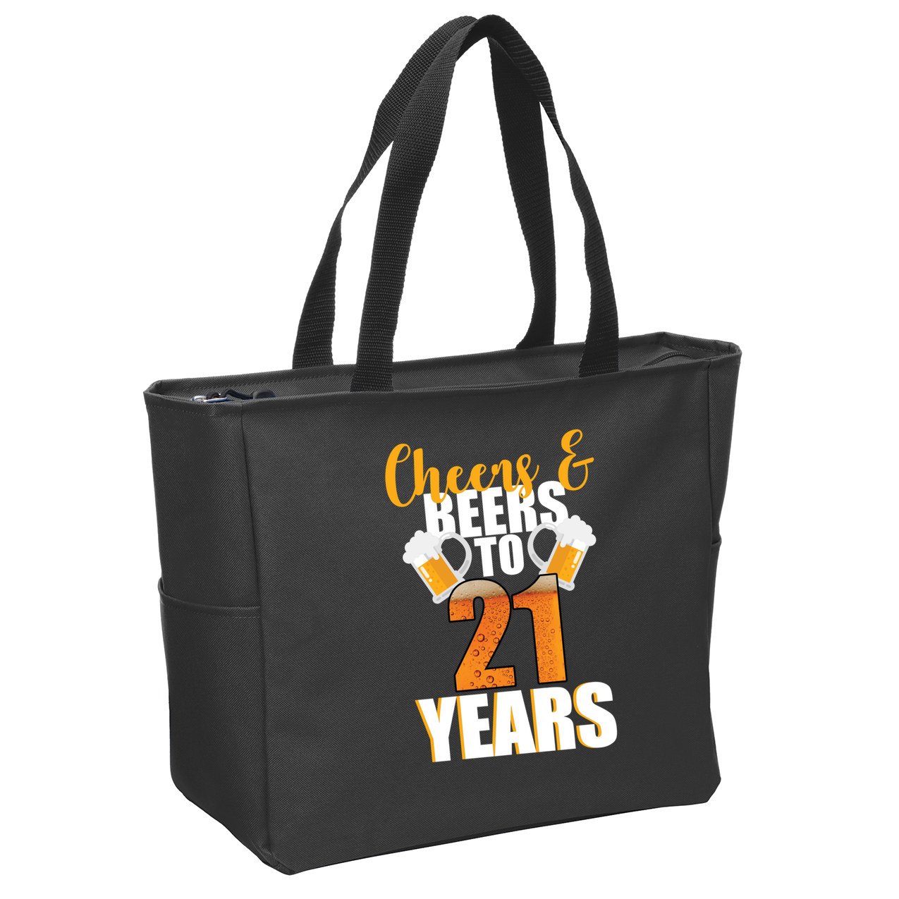 21st Birthday Cheers & Beers To 21 Years Zip Tote Bag