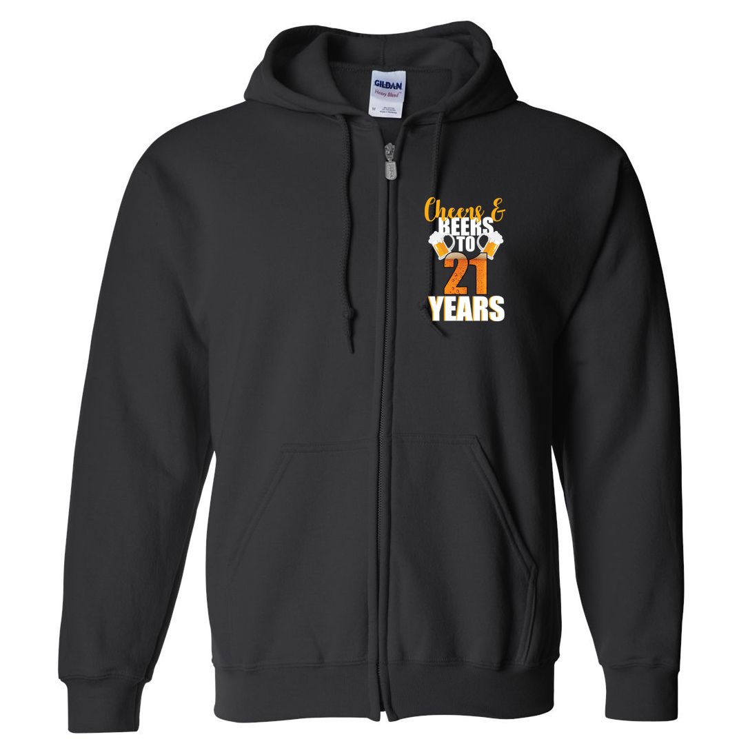 21st Birthday Cheers & Beers To 21 Years Full Zip Hoodie