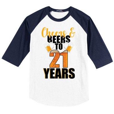 21st Birthday Cheers & Beers To 21 Years Baseball Sleeve Shirt