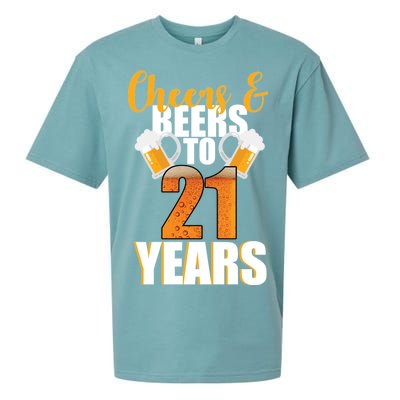 21st Birthday Cheers & Beers To 21 Years Sueded Cloud Jersey T-Shirt