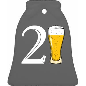 21st Birthday Funny Beer Ceramic Bell Ornament