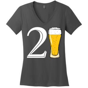 21st Birthday Funny Beer Women's V-Neck T-Shirt