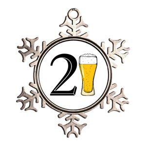 21st Birthday Funny Beer Metallic Star Ornament