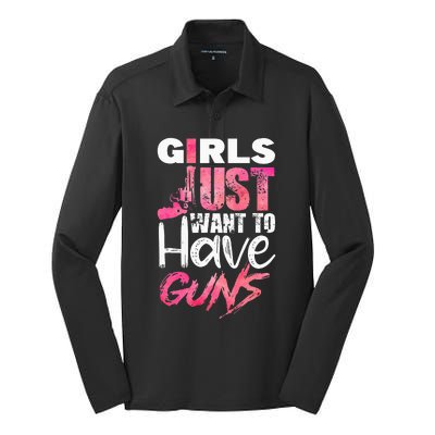 2A 2nd Amendment Just Want to Have Guns Pro Gun Silk Touch Performance Long Sleeve Polo