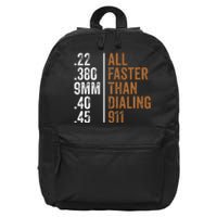 .22 .380 9mm .40 .45 Guns Lovers All Faster Than Dialing 911 16 in Basic Backpack