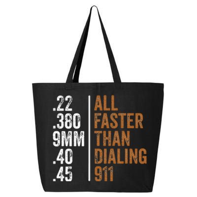 .22 .380 9mm .40 .45 Guns Lovers All Faster Than Dialing 911 25L Jumbo Tote