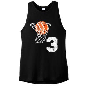 2020 3rd Birthday Basketball Three 3 Years Old Ladies PosiCharge Tri-Blend Wicking Tank