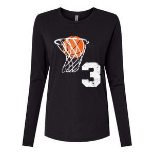 2020 3rd Birthday Basketball Three 3 Years Old Womens Cotton Relaxed Long Sleeve T-Shirt