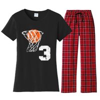 2020 3rd Birthday Basketball Three 3 Years Old Women's Flannel Pajama Set