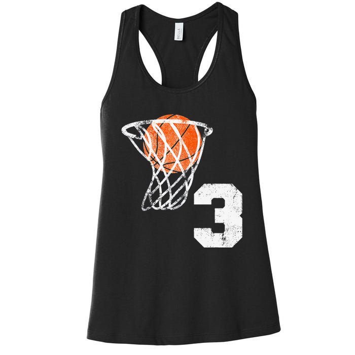 2020 3rd Birthday Basketball Three 3 Years Old Women's Racerback Tank