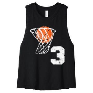 2020 3rd Birthday Basketball Three 3 Years Old Women's Racerback Cropped Tank