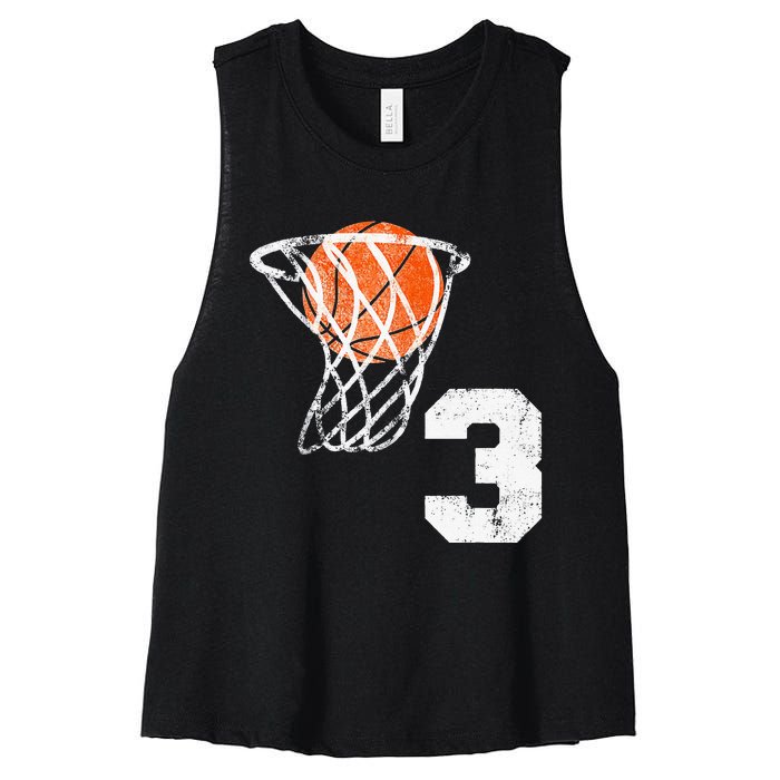 2020 3rd Birthday Basketball Three 3 Years Old Women's Racerback Cropped Tank