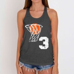 2020 3rd Birthday Basketball Three 3 Years Old Women's Knotted Racerback Tank