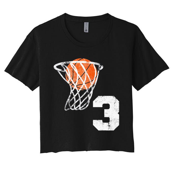 2020 3rd Birthday Basketball Three 3 Years Old Women's Crop Top Tee