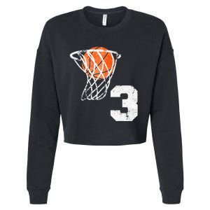 2020 3rd Birthday Basketball Three 3 Years Old Cropped Pullover Crew