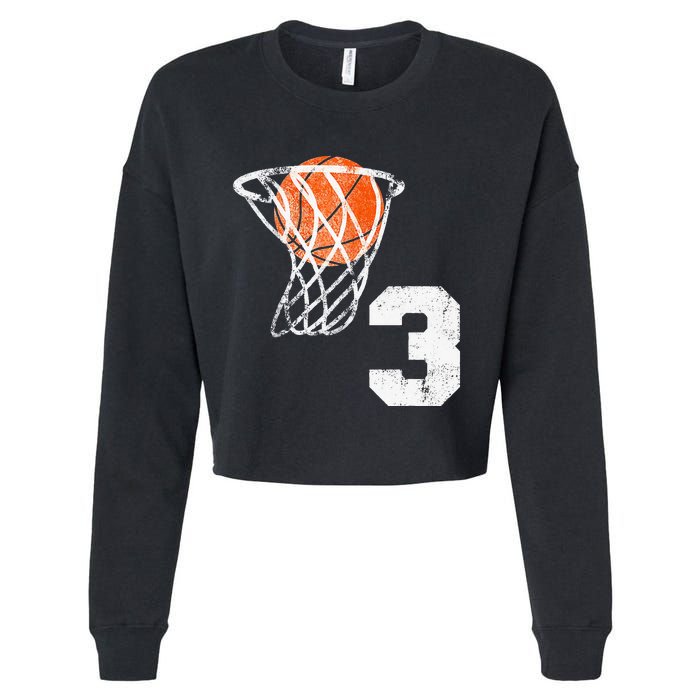 2020 3rd Birthday Basketball Three 3 Years Old Cropped Pullover Crew