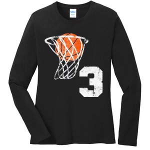 2020 3rd Birthday Basketball Three 3 Years Old Ladies Long Sleeve Shirt