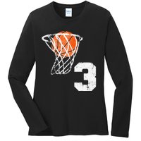 2020 3rd Birthday Basketball Three 3 Years Old Ladies Long Sleeve Shirt