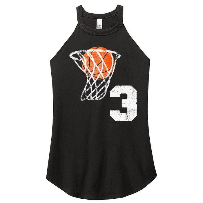 2020 3rd Birthday Basketball Three 3 Years Old Women's Perfect Tri Rocker Tank