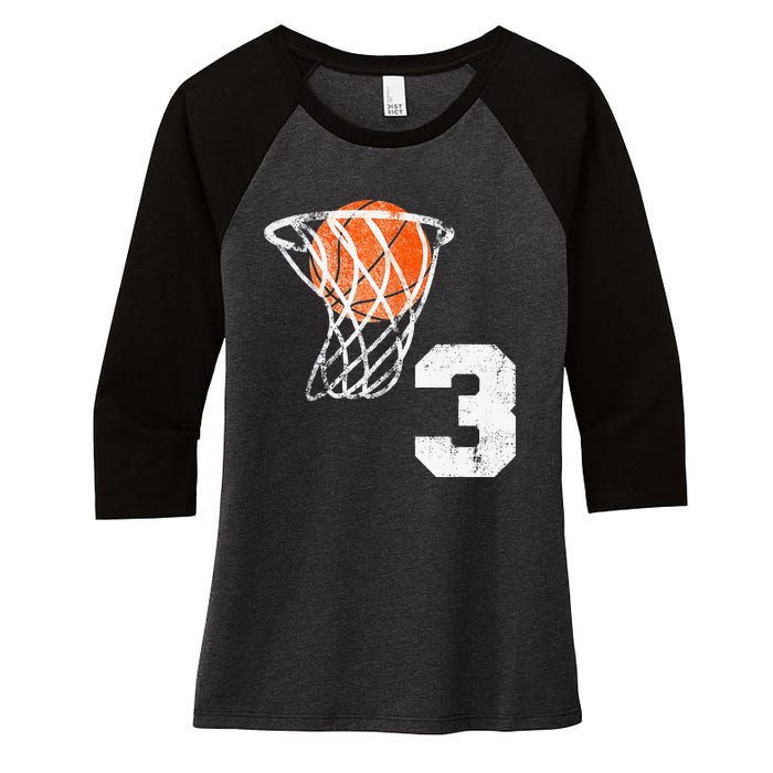 2020 3rd Birthday Basketball Three 3 Years Old Women's Tri-Blend 3/4-Sleeve Raglan Shirt