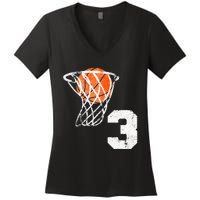 2020 3rd Birthday Basketball Three 3 Years Old Women's V-Neck T-Shirt