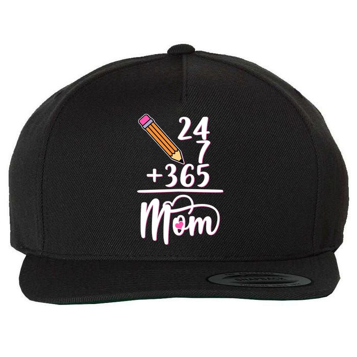 24 7 365 Days Mom Wool Snapback Cap