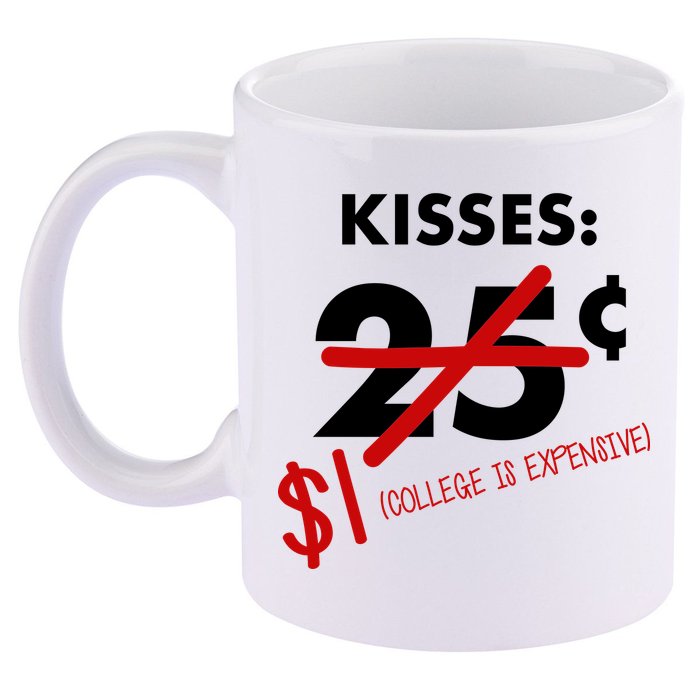 25 Cent Kisses College Is Expensive Retro  11oz C Handle Ceramic Mug