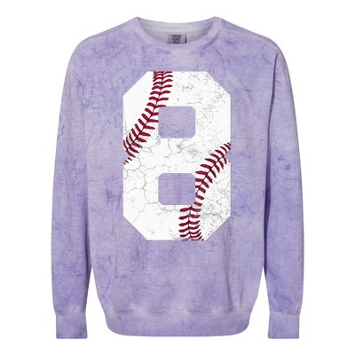 2015 8th Birthday Gift 8 Years Old Baseball Eighth Boy Colorblast Crewneck Sweatshirt