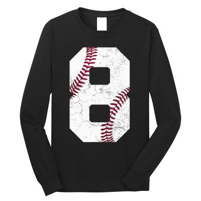 2015 8th Birthday Gift 8 Years Old Baseball Eighth Boy Long Sleeve Shirt